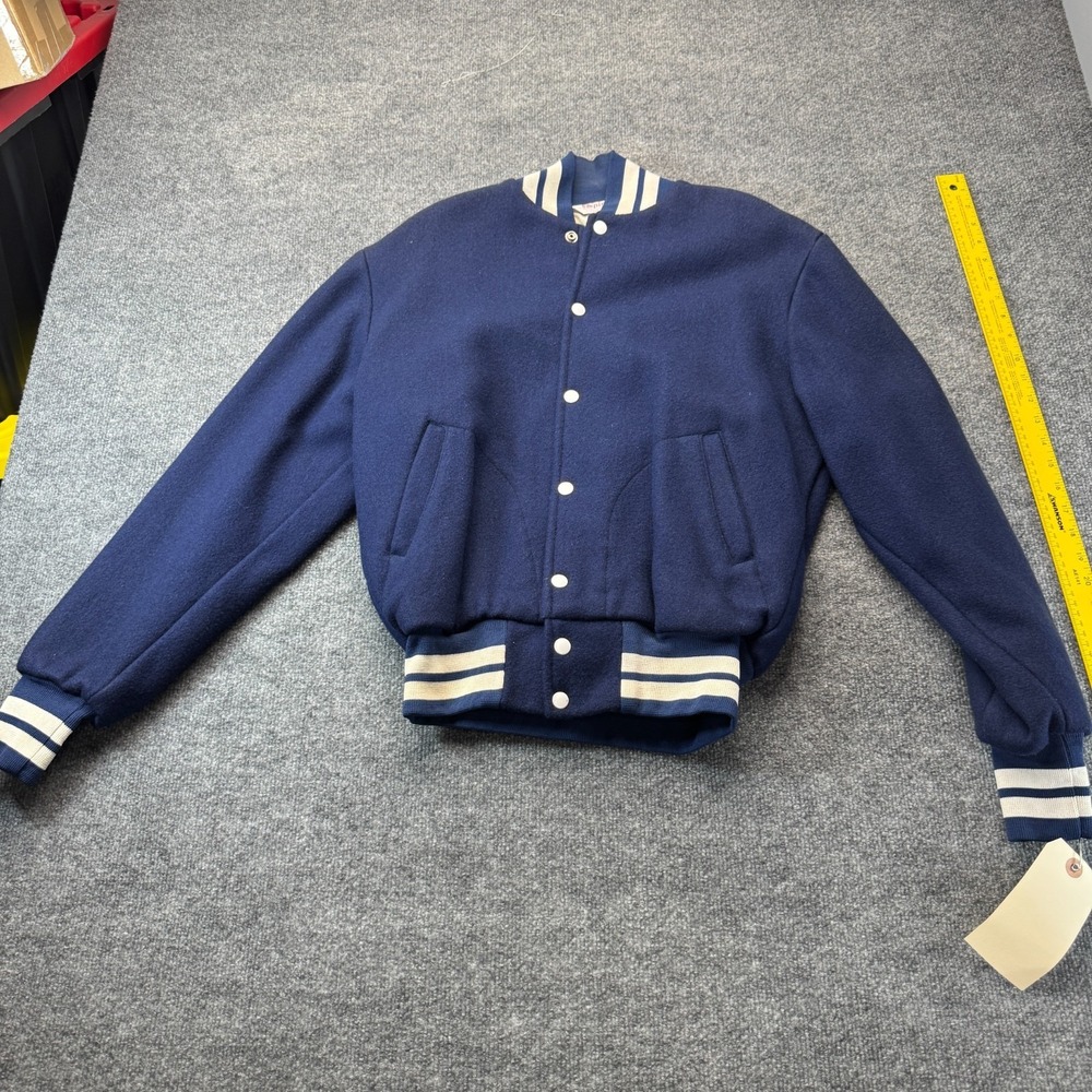 Vintage Empire Sporting Goods Jacket Mens M Navy Blue Wool Varsity Bomber NYC